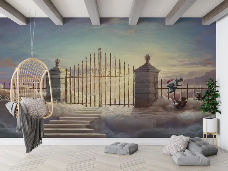 Wall Paper Peel and Stick, Pearly Gates Wall Poster, Banksy Pearly Gates, Modern Wall Paper, Paper Wall Art, Painting Wallpaper, - 1