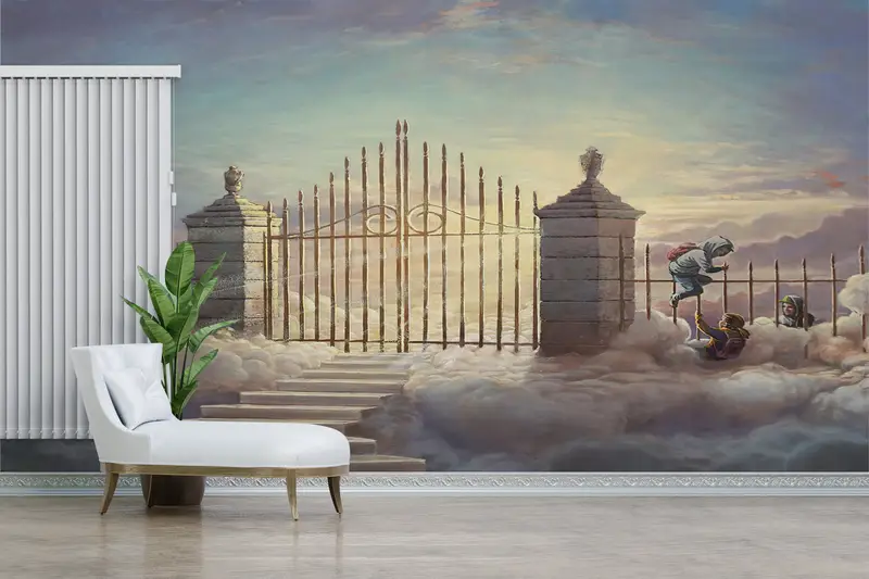 Wall Paper Peel and Stick, Pearly Gates Wall Poster, Banksy Pearly Gates, Modern Wall Paper, Paper Wall Art, Painting Wallpaper, - 8
