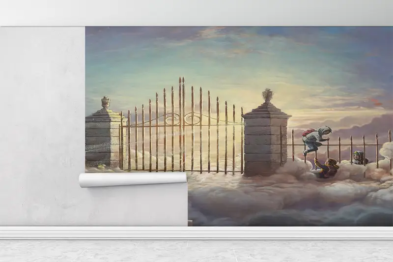 Wall Paper Peel and Stick, Pearly Gates Wall Poster, Banksy Pearly Gates, Modern Wall Paper, Paper Wall Art, Painting Wallpaper, - 3