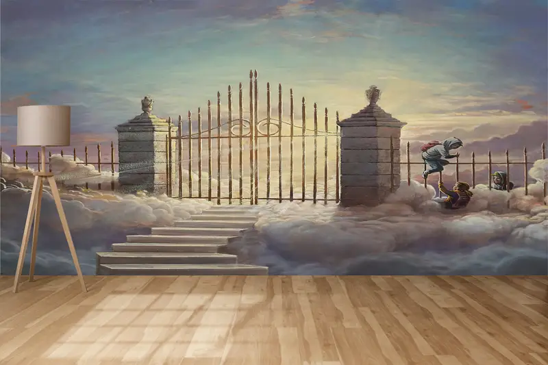 Wall Paper Peel and Stick, Pearly Gates Wall Poster, Banksy Pearly Gates, Modern Wall Paper, Paper Wall Art, Painting Wallpaper, - 4