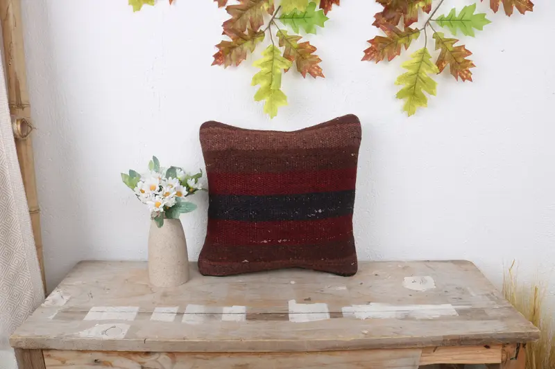 Vintage Pillow, Cushion Case, Pastel Cushion Cover, Home Decor Pillow, Boho Pillow Sham Cover, Wholesale Pillow, 12x12 Red Pillow Case - 1