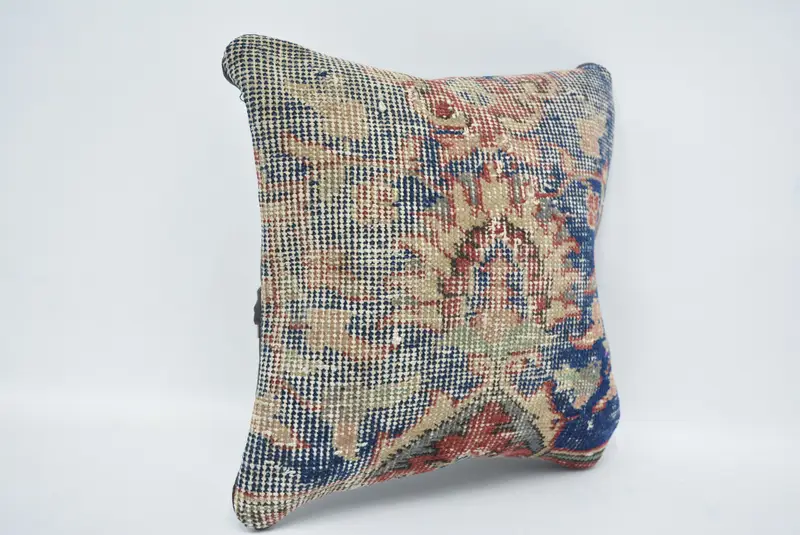Couch Cushion Cover, Pillow Case, Turkish Rugs Pillow Cover, Vintage Pillow, 12x12 Blue Cushion, Ethnical Kilim Rug Pillow, Gift Pillow - 3