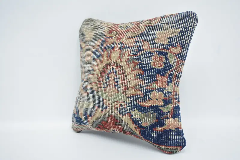 Couch Cushion Cover, Pillow Case, Turkish Rugs Pillow Cover, Vintage Pillow, 12x12 Blue Cushion, Ethnical Kilim Rug Pillow, Gift Pillow - 4