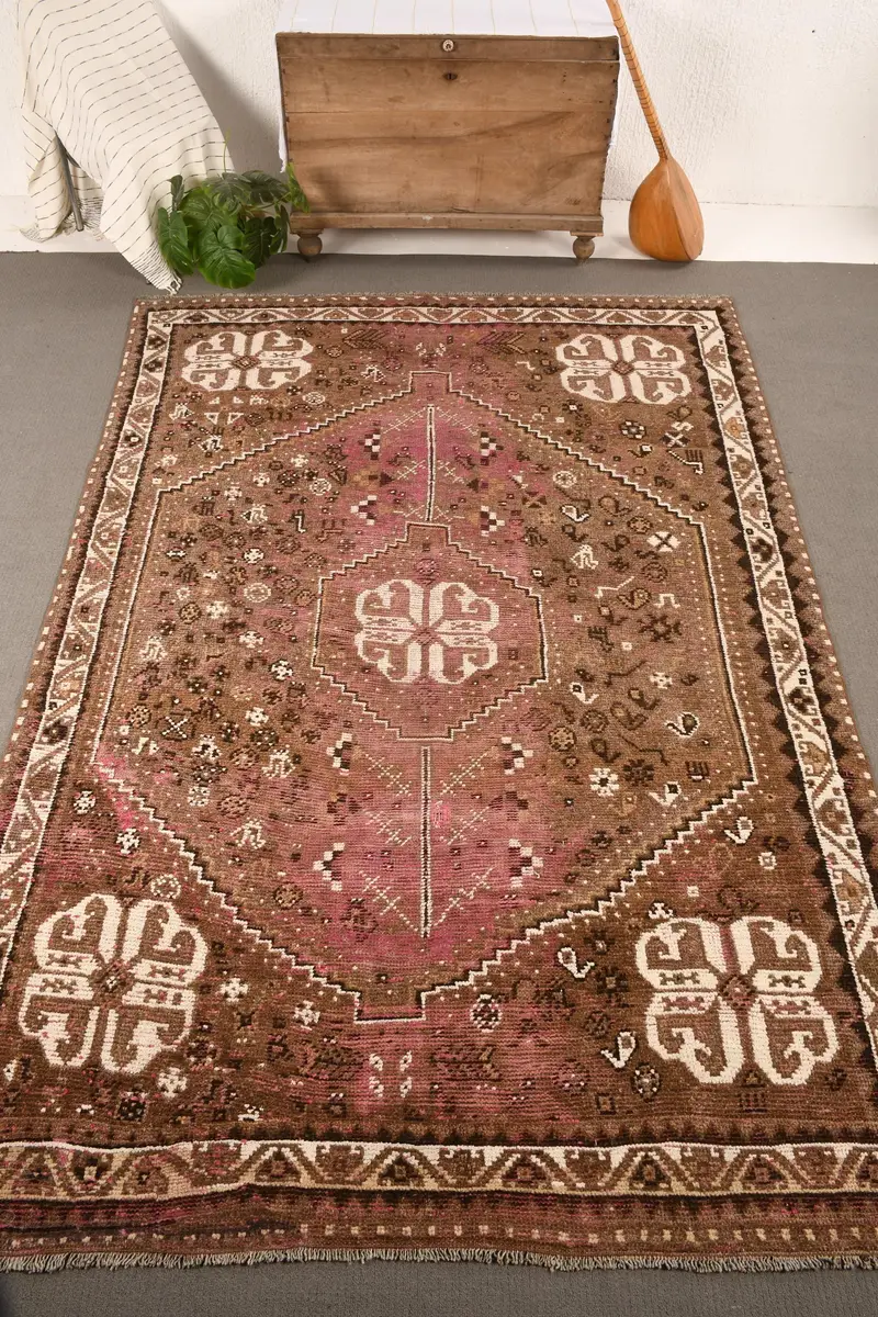 Türk Vintage Halısı 6x9,5 ft (182x289 cm), Kahverengi Yün Halı - 1