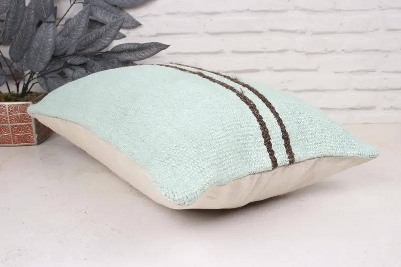Cushion estuche, almohada para sofá, almohada de lanzamiento de kilim vintage, cubierta de almohada de kilim, copa de almohada verde de 16x24, cubierta de cojín de lanzamiento de diseñador - 6