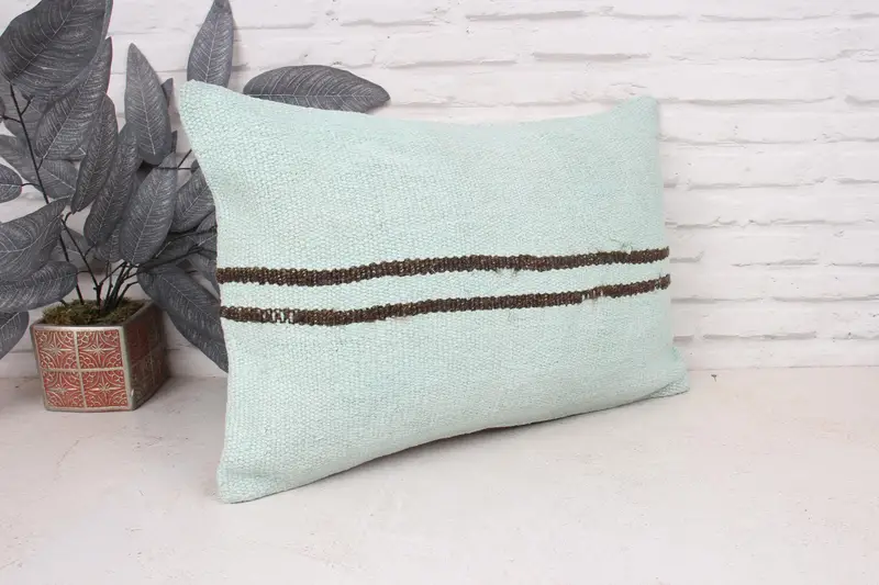Cushion estuche, almohada para sofá, almohada de lanzamiento de kilim vintage, cubierta de almohada de kilim, copa de almohada verde de 16x24, cubierta de cojín de lanzamiento de diseñador - 3