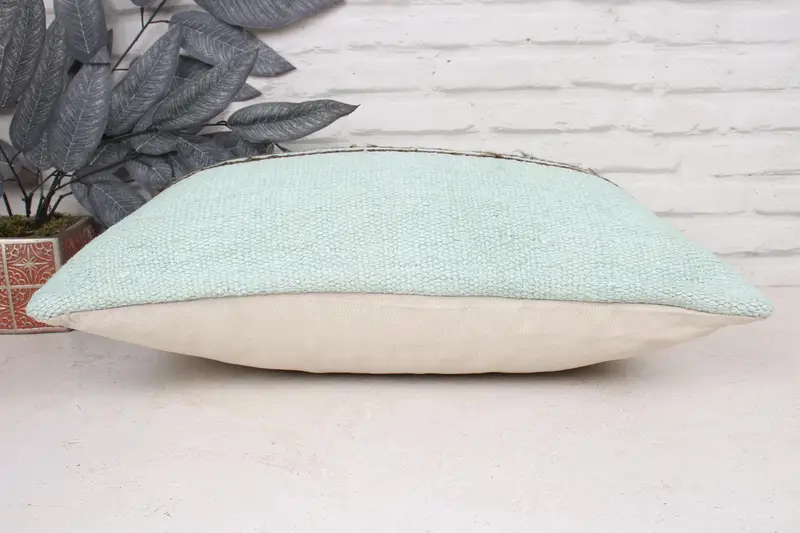 Cushion estuche, almohada para sofá, almohada de lanzamiento de kilim vintage, cubierta de almohada de kilim, copa de almohada verde de 16x24, cubierta de cojín de lanzamiento de diseñador - 5
