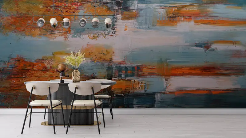 Autumn Wall Paper,Wall Paper Peel and Stick,Bright Wall Paper,Oil Painting Print,3d Wall Paper,Fall Color Wall Painting, - 4