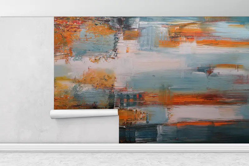 Autumn Wall Paper,Wall Paper Peel and Stick,Bright Wall Paper,Oil Painting Print,3d Wall Paper,Fall Color Wall Painting, - 1