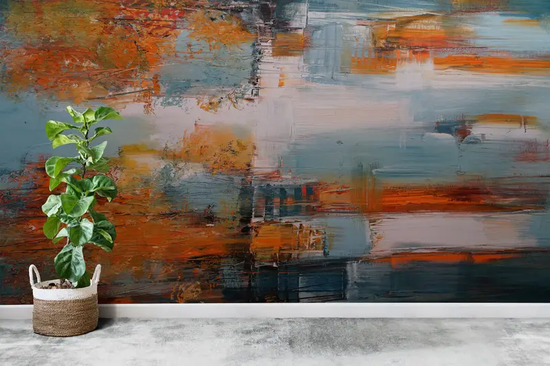 Autumn Wall Paper,Wall Paper Peel and Stick,Bright Wall Paper,Oil Painting Print,3d Wall Paper,Fall Color Wall Painting, - 7