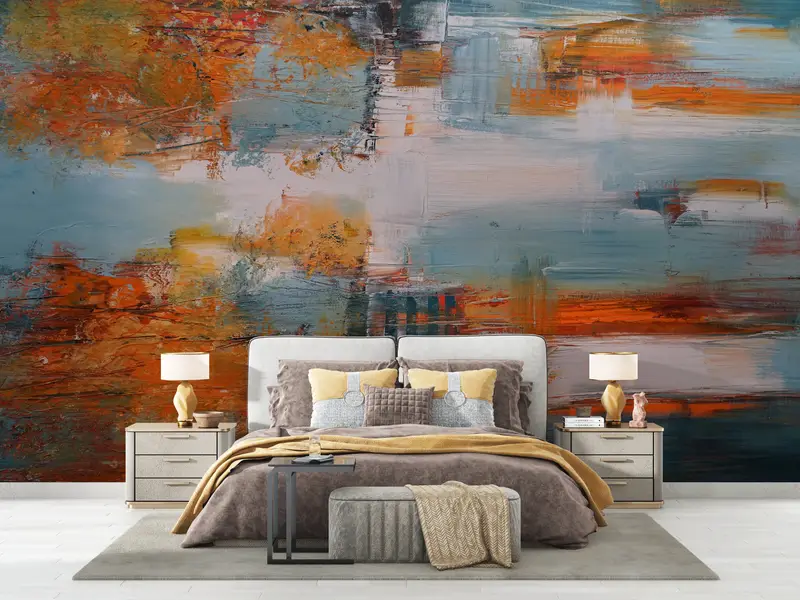 Autumn Wall Paper,Wall Paper Peel and Stick,Bright Wall Paper,Oil Painting Print,3d Wall Paper,Fall Color Wall Painting, - 6