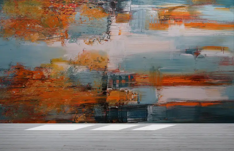 Autumn Wall Paper,Wall Paper Peel and Stick,Bright Wall Paper,Oil Painting Print,3d Wall Paper,Fall Color Wall Painting, - 3