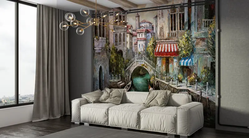 Oil Painting Print,Wall Paper Peel and Stick,Venice Italy,Paper Wall Art ,View Wall Paper,Custom Wall Paper,Venice Wall Decor, - 3
