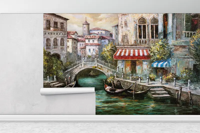 Oil Painting Print,Wall Paper Peel and Stick,Venice Italy,Paper Wall Art ,View Wall Paper,Custom Wall Paper,Venice Wall Decor, - 8