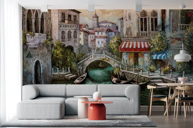Oil Painting Print,Wall Paper Peel and Stick,Venice Italy,Paper Wall Art ,View Wall Paper,Custom Wall Paper,Venice Wall Decor, - 2
