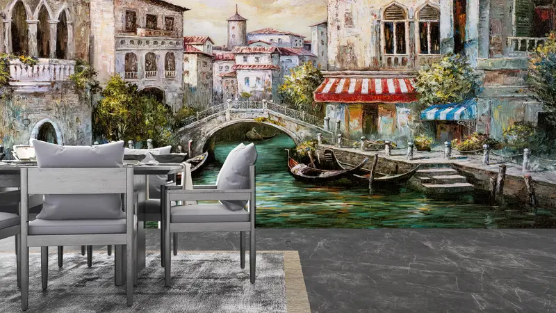 Oil Painting Print,Wall Paper Peel and Stick,Venice Italy,Paper Wall Art ,View Wall Paper,Custom Wall Paper,Venice Wall Decor, - 4