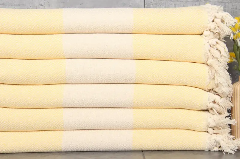 Custom Yellow Diamond Turkish Beach Towel Organic Cotton, 40x71 Inches