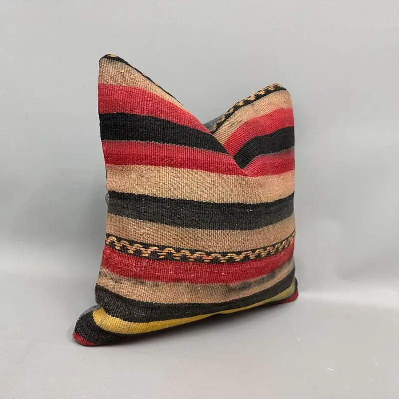 Vintage Kilim Pillow, Retro Cushion, 18x18 Beige Pillow, Handwoven Pillow Cover Pillow Sham, Pillow Case, Kilim Pillow, Turkish Kilim Pillow - 2