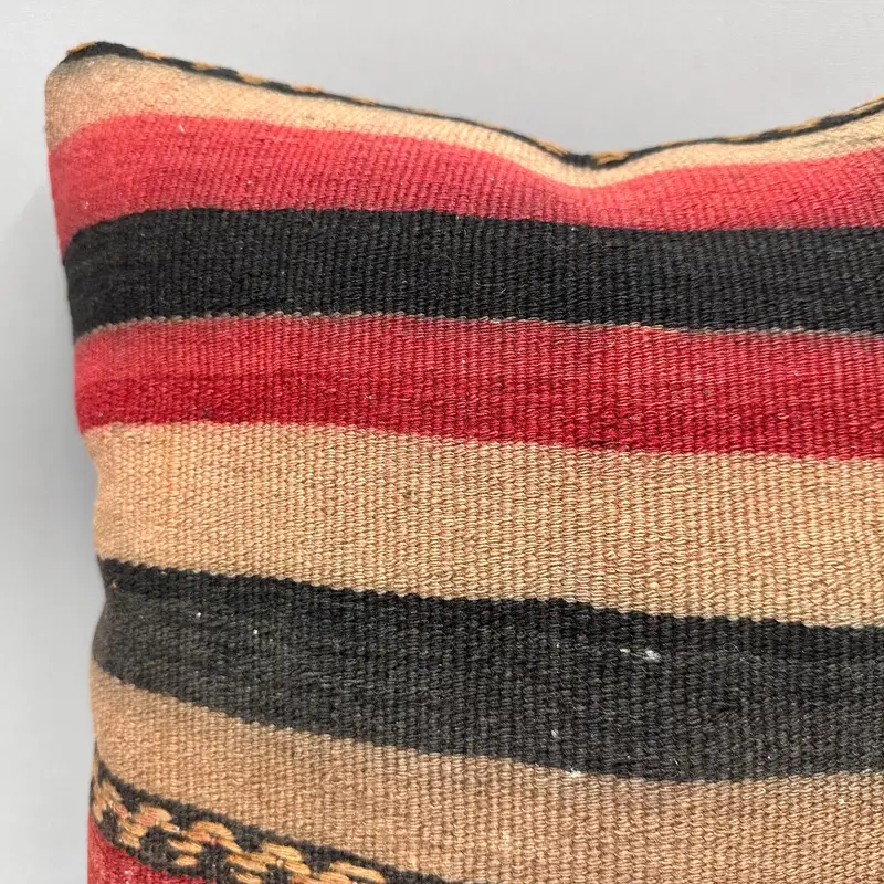 Vintage Kilim Pillow, Retro Cushion, 18x18 Beige Pillow, Handwoven Pillow Cover Pillow Sham, Pillow Case, Kilim Pillow, Turkish Kilim Pillow - 5