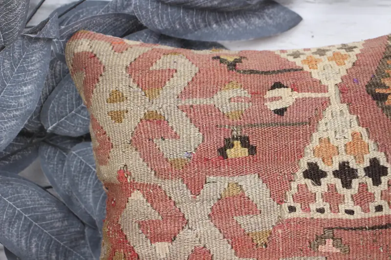 Pillow Sham, Vintage Pillow, Boho Pillow, Armchair Pillow Case, Accent Pillow, 12x12 Brown Pillow Cover, Vintage Kilim Throw Pillow - 2