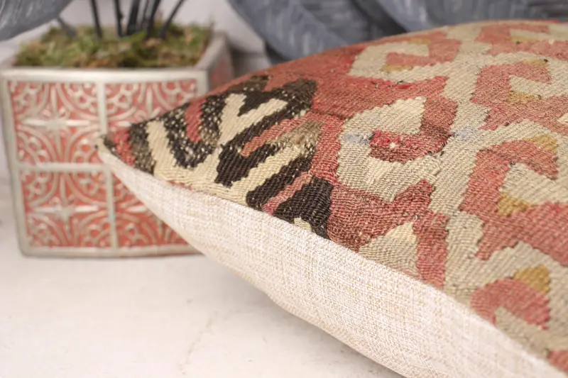 Pillow Sham, Vintage Pillow, Boho Pillow, Armchair Pillow Case, Accent Pillow, 12x12 Brown Pillow Cover, Vintage Kilim Throw Pillow - 7
