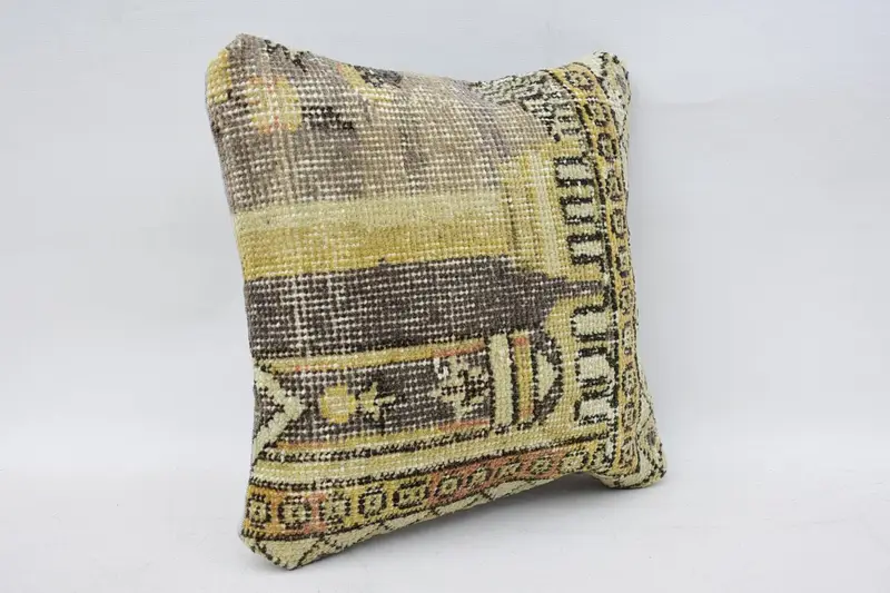 Pillow, Boho Pillow Sham Cover, Pillow for Couch, Ethnic Pillow Cover Cushion, 12x12 Beige Pillow, Pillow for Sofa, Ikat Pillow Case - 2
