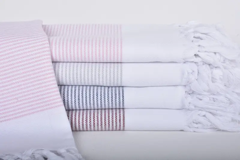 Kitchen Towel Damson Striped Hand Towel, Organic Cotton, 40x18 Inches