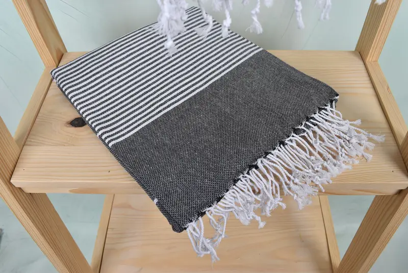 Family Gift Basket, Xmas Gifts, 70x40 Cotton Striped Towel, Peshtemal Towel, Luxury towel, Home Decor Gifts, Bachelor Gifts, Embroidered Beach Towel - 5