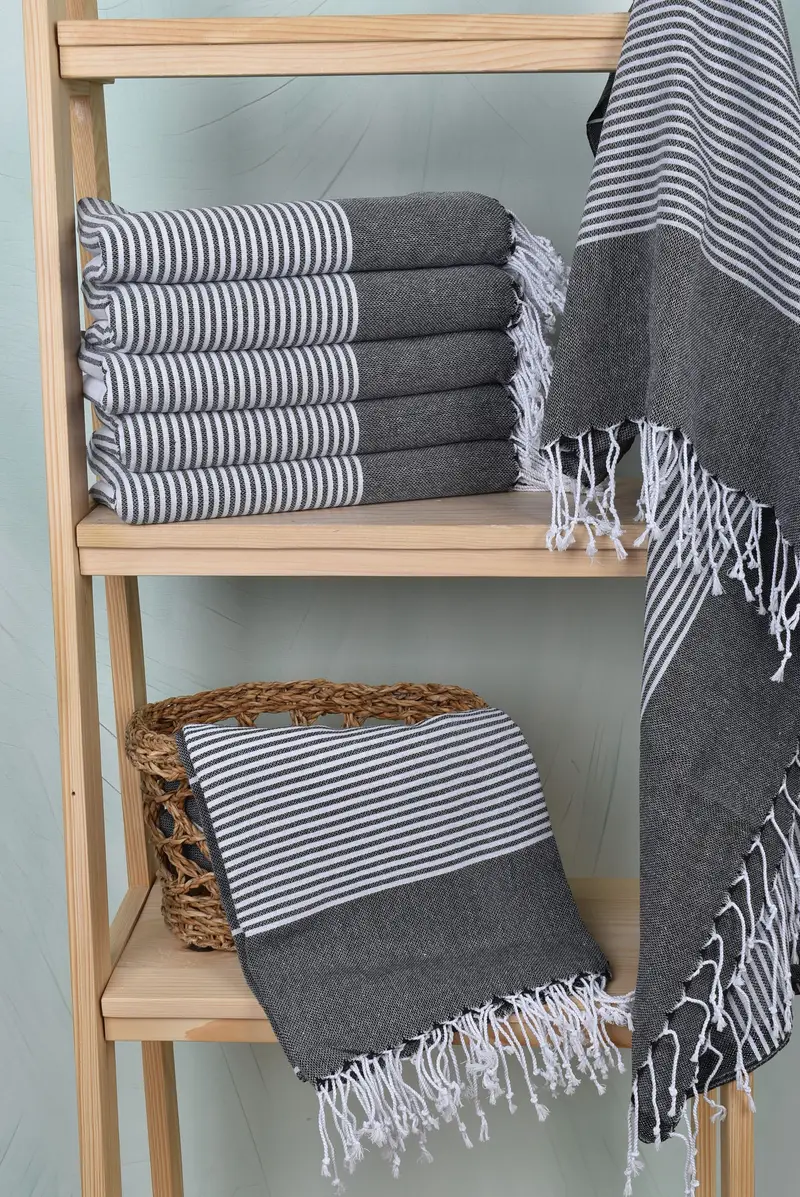 Family Gift Basket, Xmas Gifts, 70x40 Cotton Striped Towel, Peshtemal Towel, Luxury towel, Home Decor Gifts, Bachelor Gifts, Embroidered Beach Towel - 3
