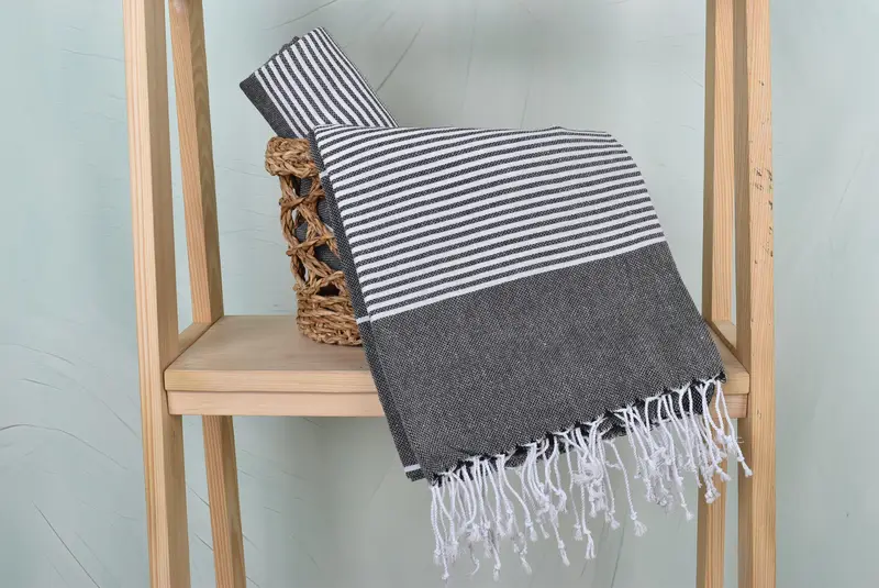 Family Gift Basket, Xmas Gifts, 70x40 Cotton Striped Towel, Peshtemal Towel, Luxury towel, Home Decor Gifts, Bachelor Gifts, Embroidered Beach Towel - 4