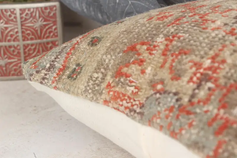 Pillow for Sofa, Vintage Kilim Throw Pillow, Cushion Cover, 14x14 Orange Pillow Cover, Southwestern Cushion Cover, Vintage Kilim Pillow - 7