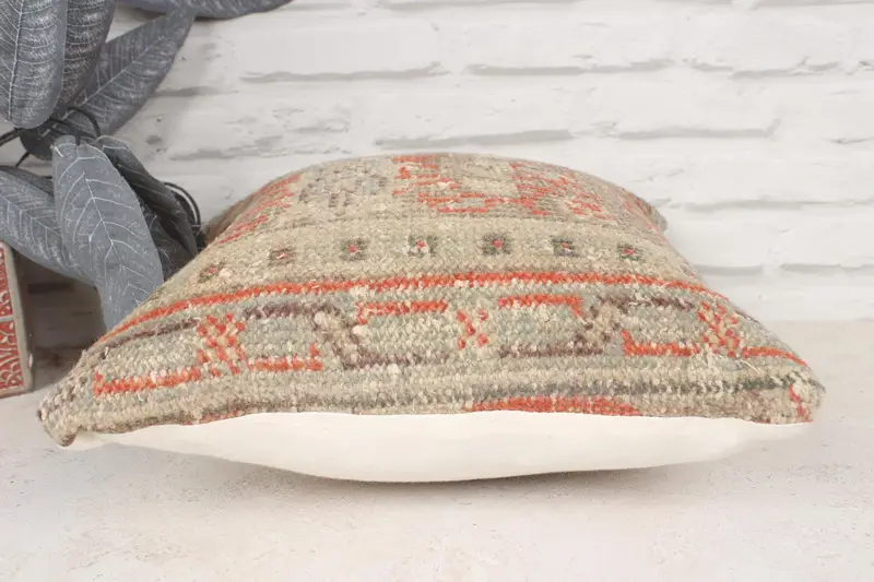 Pillow for Sofa, Vintage Kilim Throw Pillow, Cushion Cover, 14x14 Orange Pillow Cover, Southwestern Cushion Cover, Vintage Kilim Pillow - 5