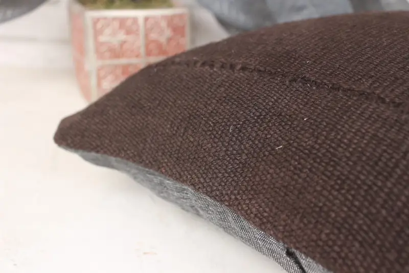 Decorative Throw Cushion, Cushion Case, 14x14 Brown Pillow Cover, Vintage Kilim Pillow, Kilim Pillow Cover, Ethnical Kilim Rug Pillow - 7