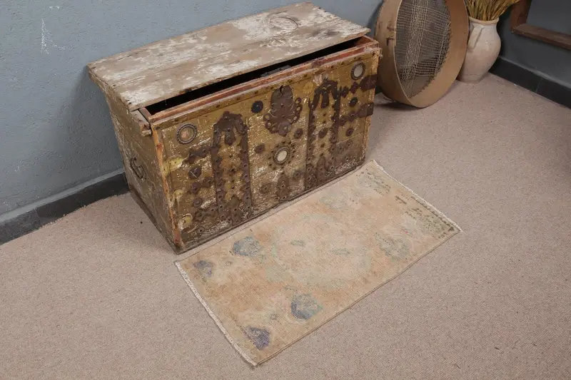 Orangefarbener Ombré-Teppich, 1,4 x 2,7 Fuß, lebendiges Dekor