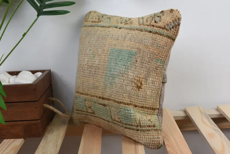 12x12 Brown Cushion Case, Vintage Pillow, Aztec Pillow Cover, Handmade Kilim Cushion, Pillow Sham, Ethnical Kilim Rug Pillow - 5