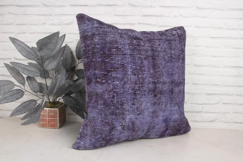 24x24 Purple Pillow Sham, Nomadic Pillow Case, Kilim Pillow, Ethnic Pillow Cover Pillow Case, Pillow Sham, Kilim Cushion Sham, Turkish Pillow - 3
