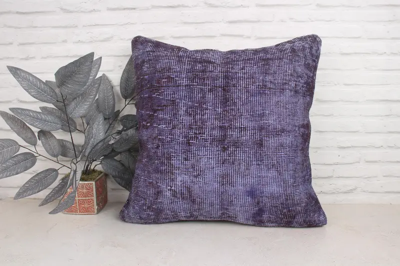24x24 Purple Pillow Sham, Nomadic Pillow Case, Kilim Pillow, Ethnic Pillow Cover Pillow Case, Pillow Sham, Kilim Cushion Sham, Turkish Pillow - 1