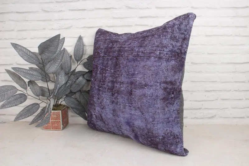 24x24 Purple Pillow Sham, Nomadic Pillow Case, Kilim Pillow, Ethnic Pillow Cover Pillow Case, Pillow Sham, Kilim Cushion Sham, Turkish Pillow - 4