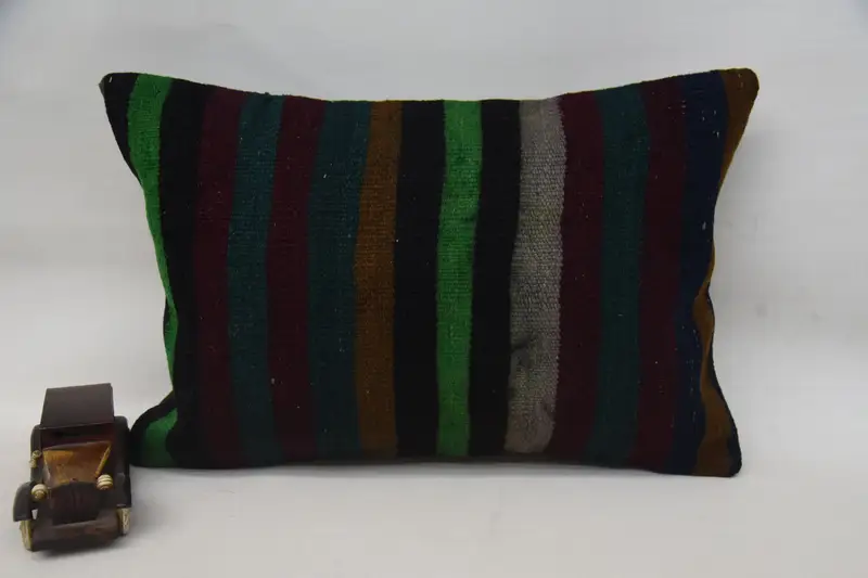 Sofa Pillow Cover, Cushion Case, Ottoman Pillow Cover, 16x24 Green Pillow, Boho Pillow, Vintage Pillow, Home Decor Pillow, Handmade Rug Seat Pillow - 4