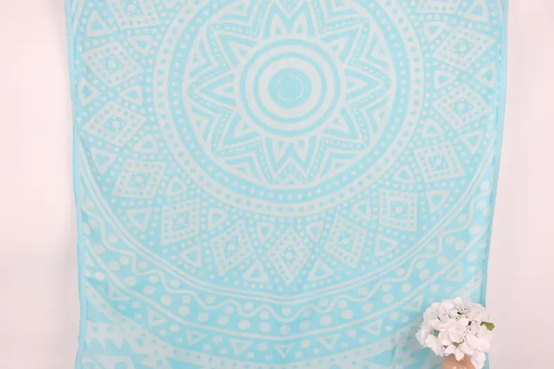 Türk Plaj Havlusu Kişiye Özel Turkuaz Yuvarlak Tasarım, 40x71 İnç