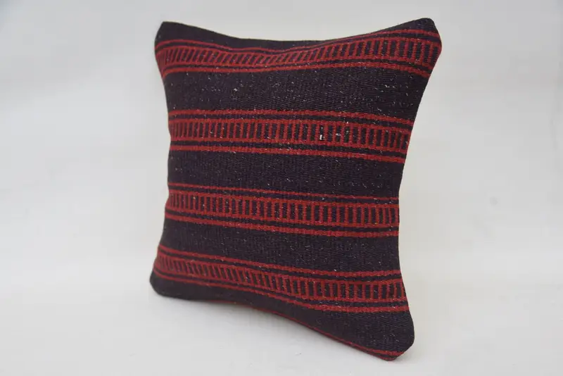 Nomadic Pillow Sham, Vintage Pillow, Vintage Kilim Throw Pillow, Turkish Kilim Pillow, Pillow, Wool Kilim Pillow Pillow, 12x12 Red Pillow - 3