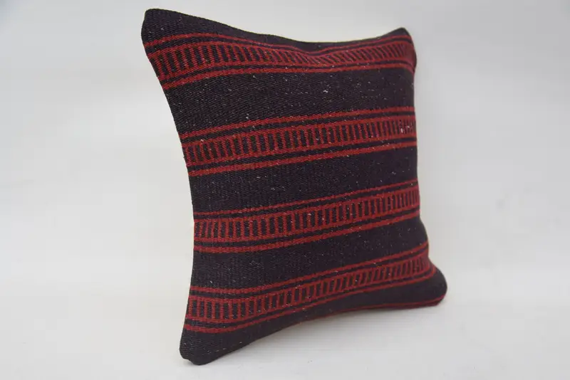 Nomadic Pillow Sham, Vintage Pillow, Vintage Kilim Throw Pillow, Turkish Kilim Pillow, Pillow, Wool Kilim Pillow Pillow, 12x12 Red Pillow - 2