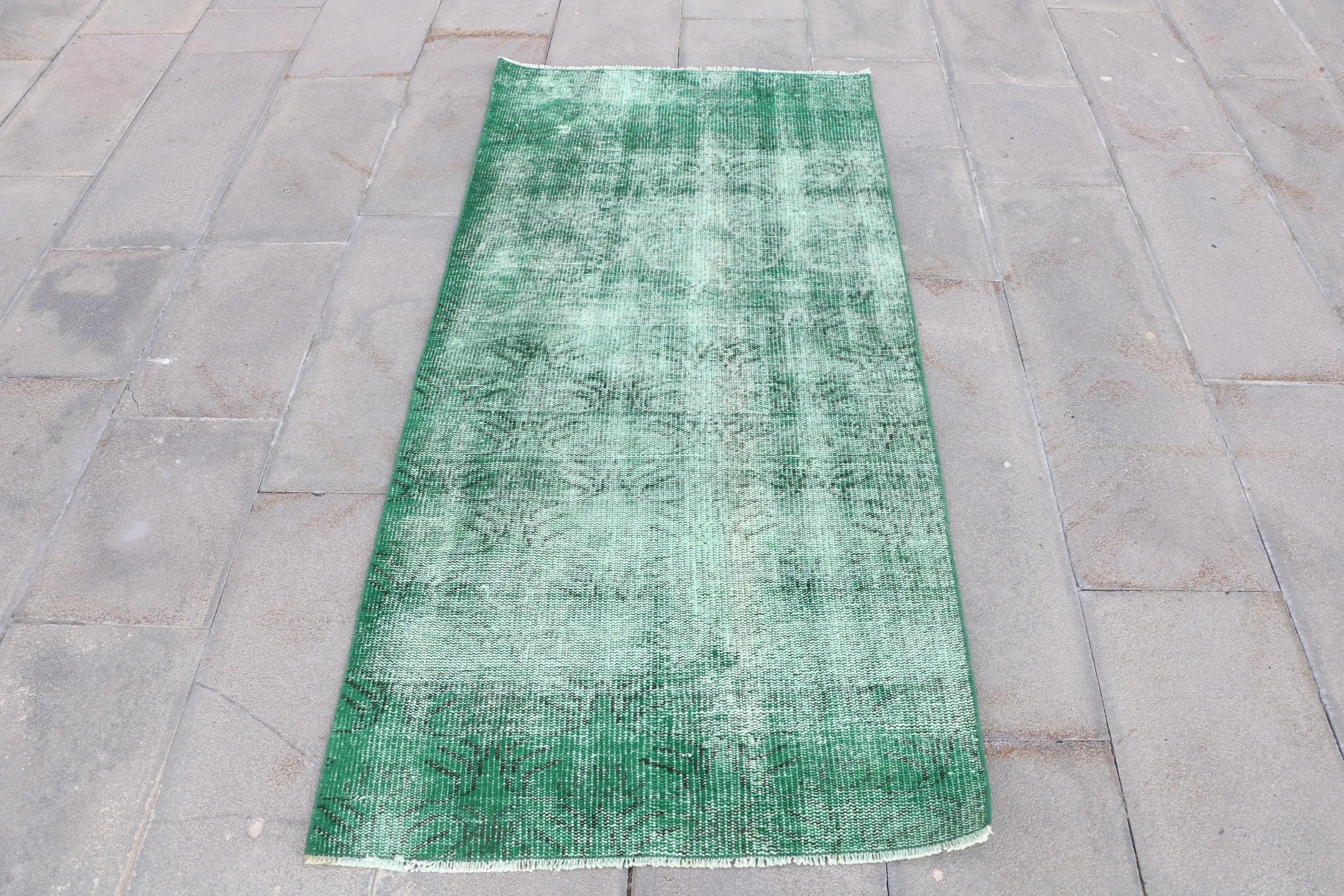 2.7x5.7 ft Türk Vintage Halı, Accent Halı, Yeşil Yün Halı - 1