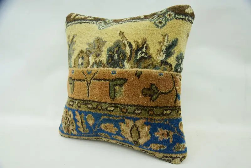 Throw Kilim Pillow, Aztec Cushion, Cushion Case, Boho Pillow Sham Cover, Interior Designer Pillow, Vintage Pillow Case, 16x16 Beige Pillow - 3