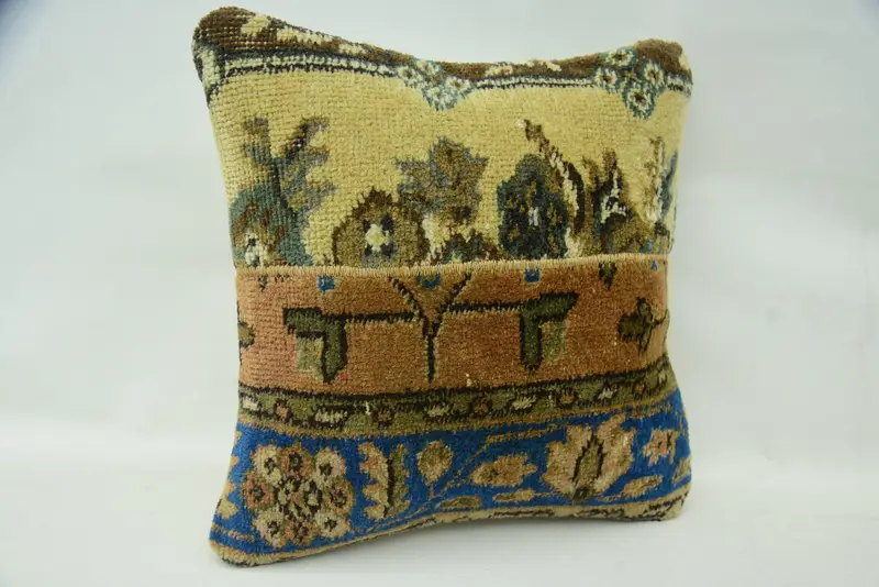 Throw Kilim Pillow, Aztec Cushion, Cushion Case, Boho Pillow Sham Cover, Interior Designer Pillow, Vintage Pillow Case, 16x16 Beige Pillow - 2