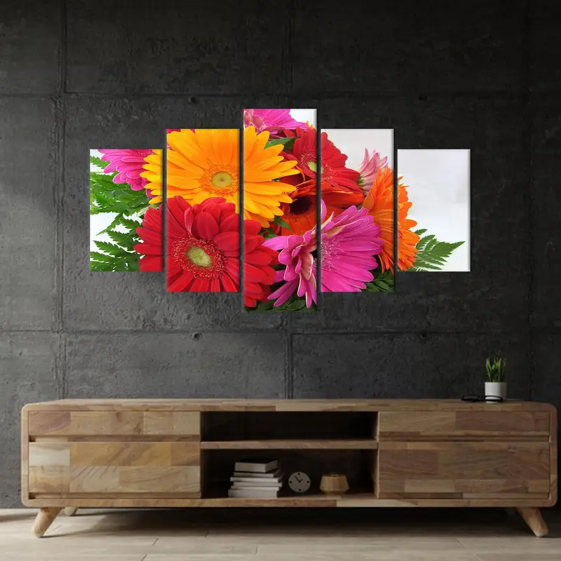 Gerbera Sanat, Kırmızı Tuval Sanatı, Turuncu Duvar Sanatı, Pembe Duvar Dekoru, Modern Tuval Sanatı, Çiçek Duvar Dekoru, Duvar Asma Sanatı, Anne için Hediye - 3