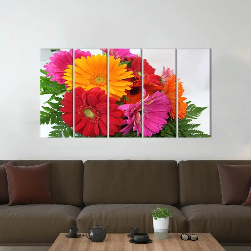 Gerbera Sanat, Kırmızı Tuval Sanatı, Turuncu Duvar Sanatı, Pembe Duvar Dekoru, Modern Tuval Sanatı, Çiçek Duvar Dekoru, Duvar Asma Sanatı, Anne için Hediye - 2