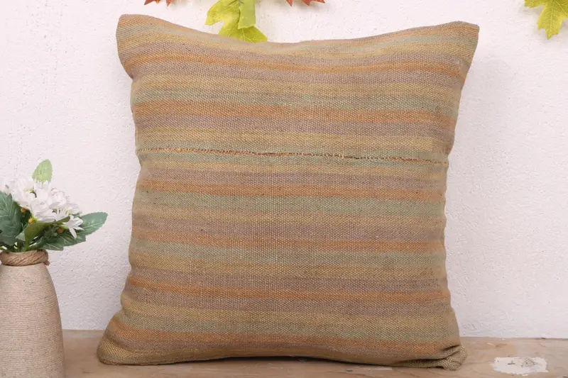 Vintage Kilim Throw Pillow, Tapestry Pillow Case, Designer Throw Pillow, 16x16 Green Cushion, Boho Pillow Sham Cover, Pillow, Pillow for Sofa - 2