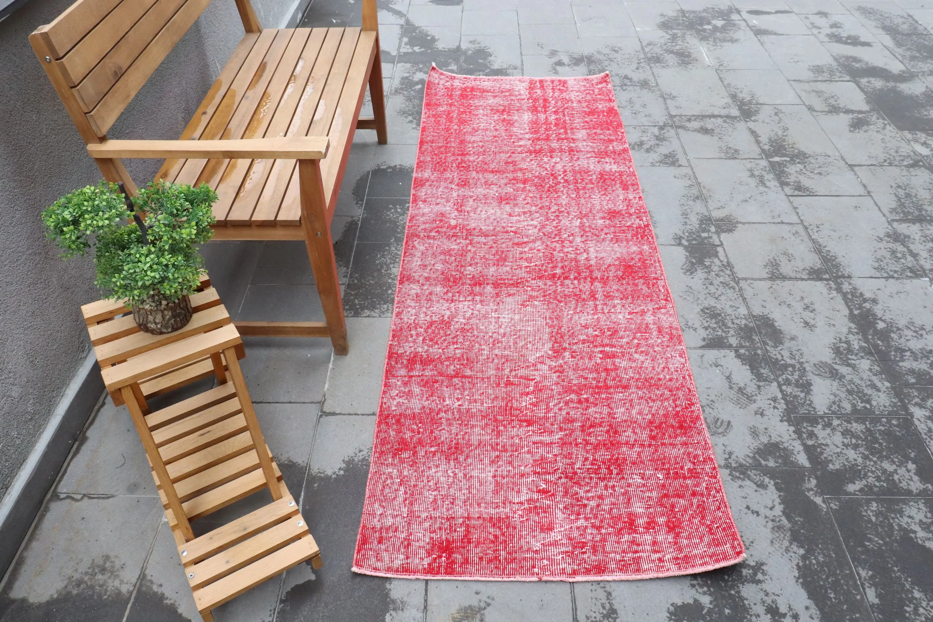 Turkish Runner Rug, 2.7x8.1 ft Vintage Rug, Red Wool Rug - 1