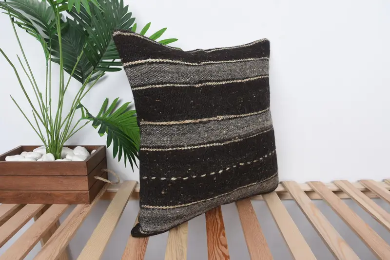 Colorful Pillow Cover, Turkish Pillow, 20x20 Brown Cushion, Kilim Pillow Cover, Anatolian Pillow Sham, Vintage Kilim Pillow, Cushion Cover - 4